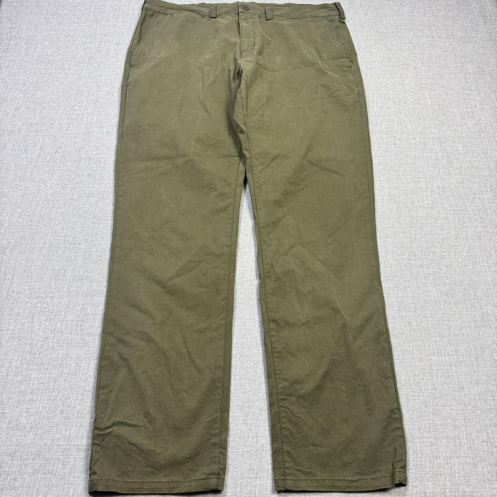 Mack Weldon Chino Pants Mens 36x32 Green Chino Lyocell Spandex Flat Front